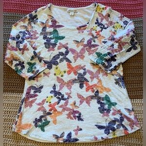 Coldwater Creek Colorful Butterflies Top